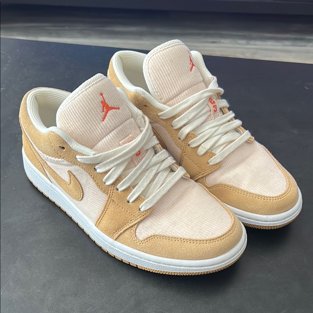 Air Jordan Low Corduroy Sneakers in Tan and Cream
